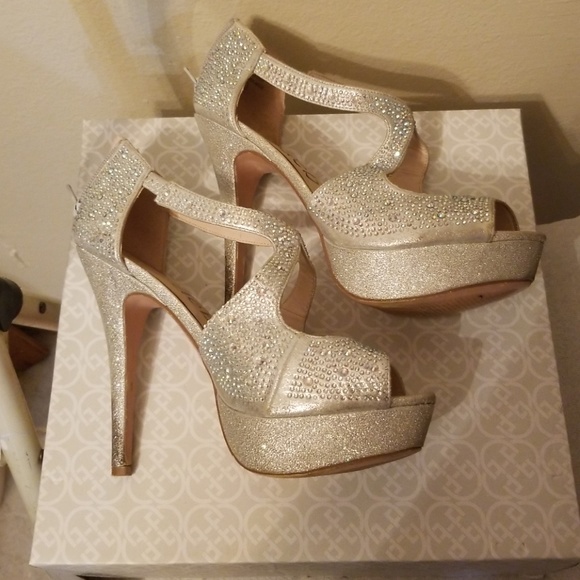 Silver rhinestone glitter high heel sandals - Picture 4 of 4